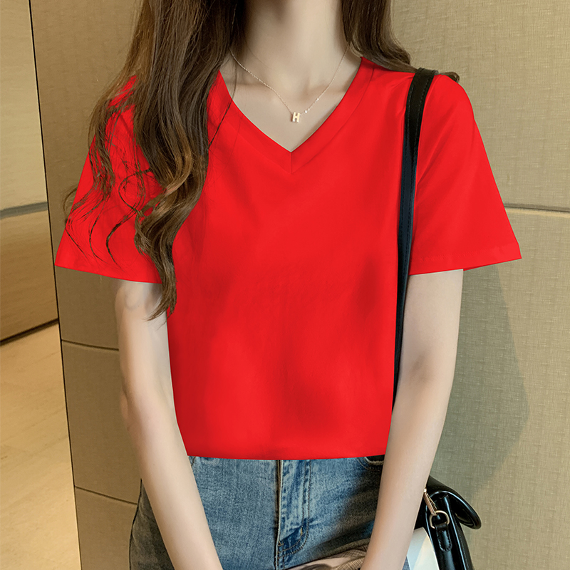images 14:Pure cotton white t-shirt short sleeve summer 2022 new loose thin-dressed undershirt t ⁇ built-in pure-colored thin top images 14:Pure cotton white t-shirt short sleeve summer 2022 new loose thin-dressed undershirt t ⁇ built-in pure-colored thin top