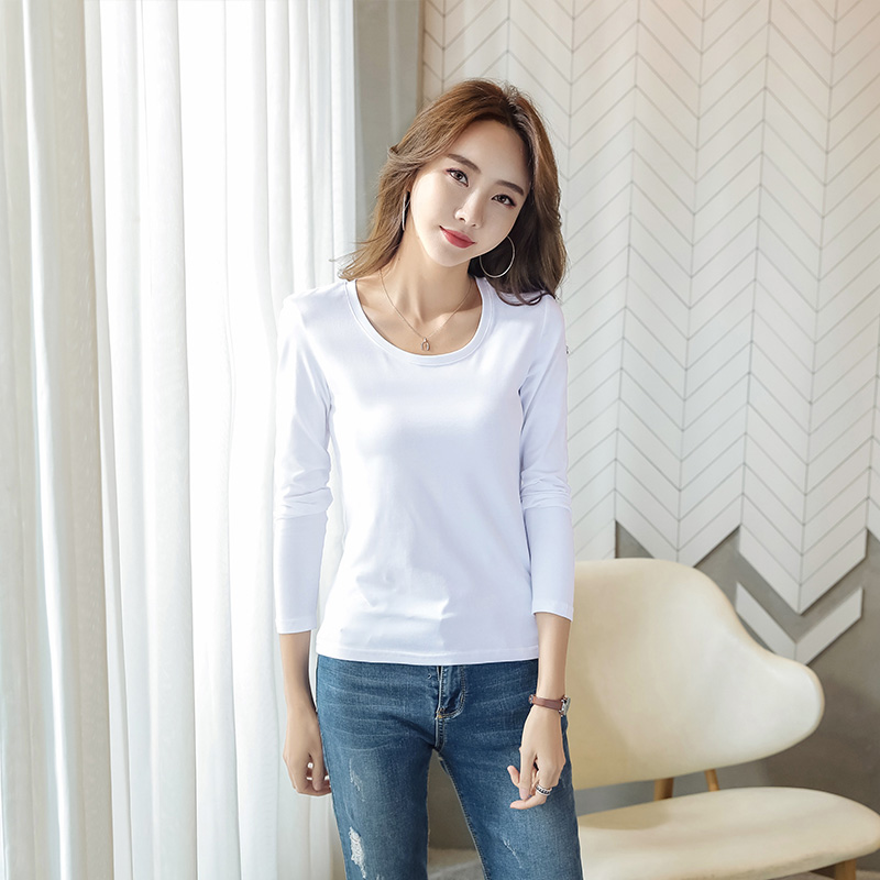 images 3:Under-shirt female long sleeve autumn winter 2021 new pure cotton tight white T-shirt female Han Fan's low-collar top images 3:Under-shirt female long sleeve autumn winter 2021 new pure cotton tight white T-shirt female Han Fan's low-collar top