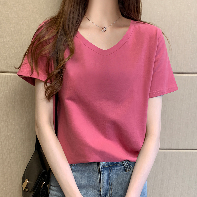 images 18:Pure cotton white t-shirt short sleeve summer 2022 new loose thin-dressed undershirt t ⁇ built-in pure-colored thin top images 18:Pure cotton white t-shirt short sleeve summer 2022 new loose thin-dressed undershirt t ⁇ built-in pure-colored thin top