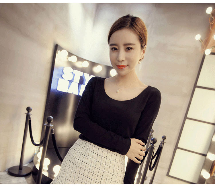 images 3:Pure Cotton 2021 Spring Installation New Korean Version Black Tight Bottom Shirt White Long Sleeve T-shirt Female Autumn Clothes Paid with Upper images 3:Pure Cotton 2021 Spring Installation New Korean Version Black Tight Bottom Shirt White Long Sleeve T-shirt Female Autumn Clothes Paid with Upper