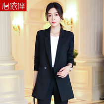 Black blazer Womens Spring and Autumn long casual high-end professional wear small suit suit suit suit dress overalls