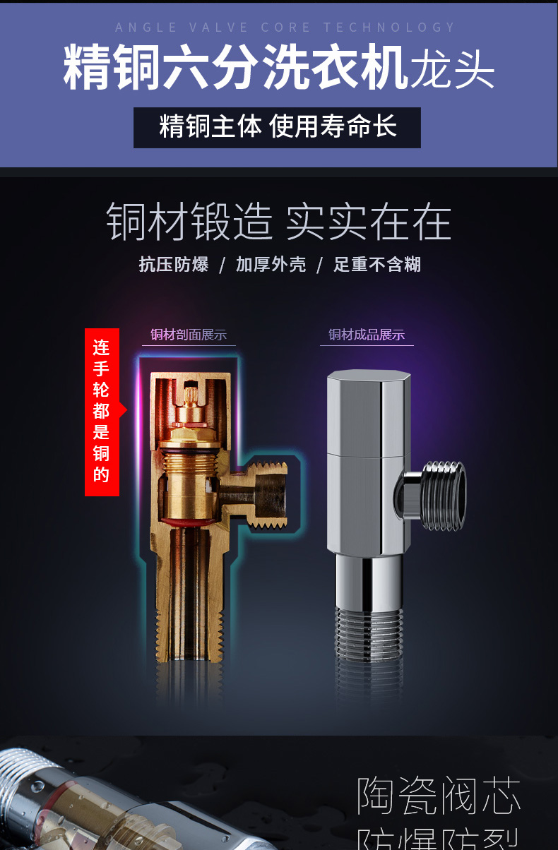 潜水艇西门子洗衣机专用水龙头滚筒全自动博世6分全铜洗碗机六分商品详情图