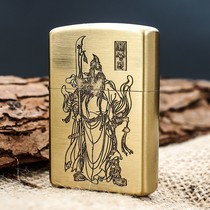 New Zorro Flag Five Stars Kerosene Lighter Pure Bronze Old Nine Doors Windproof Retro Creative Guan No Lettering