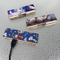 New Ultrathin Internet Red Tides Usb Lighter Charging Creative Men Personality Creative Tide windproof womens small fans