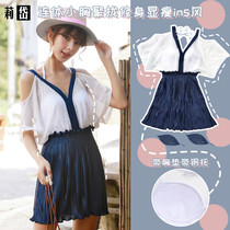 Lidai swimsuit female conservative one-piece belly cover sexy and thin 2021 new ins wind small chest gathered hot spring swimsuit