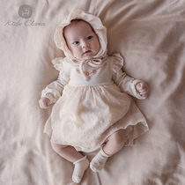 Korean baby clothes autumn 3-6 months 1-2 years old 100 days clothes female first year dress female princess dress long sleeve