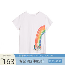 (Rainbow Series)Mitti Childrens Clothing Summer Childrens Girls Printed Short Sleeve Top T-Shirt