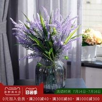 Lavender simulation vase set decorative flower ornaments Glass vase Home indoor dining table TV cabinet decoration potted plants