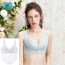 Run micro underwear underwear womens thin section without steel rim adjustment large size large bra show small sub-milk gathered bra set