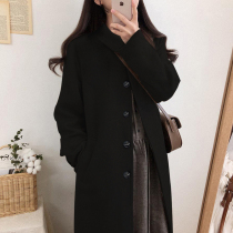 Black Son Big Coat Woman Mid 2021 Autumn Winter New Korean family Herbenwind small Thickened Fur Coats