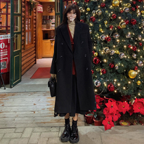 Black fur coat with great coat for women 2021 Winter new advanced sense temperamental thicken suit Hooder Jacket