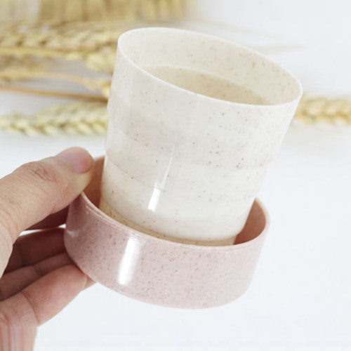 倍锦旅行创意小麦秸秆水杯便携可折叠伸缩杯外出随身迷你带盖杯子_7折