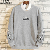 Cotton Sports T-shirt Men Long Sleeve Spring Finishing Plus Size Round Neck Sweatshirt Men Fat Man Fat Man Fat Leisure base shirt