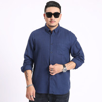 Middle-aged and elderly cotton linen long sleeve shirt men Spring and Autumn plus fat fat shirt dad dress casual base shirt