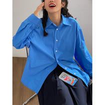 Holrid Map Blue Double Color Oversize Shirt Woman Spring Summer 2022 New Day Retro Cover