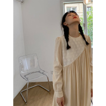 Holrid Map : Splice dress girl 2022 summer new old long - sleeved long dress