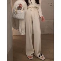 FlowerStudio Muzijia high-waisted waist-length knitted wide-leg casual pants