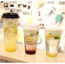 90-caliber high-penetration thickened disposable plastic milk tea cup subway 700ml500 fruit juice cold beverage packaging cup