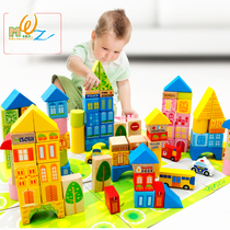 100 Grain Children Urban Transport Building Blocks Wooden Girls Male Babies Early Lessons Intellectual Toys 1-2-3