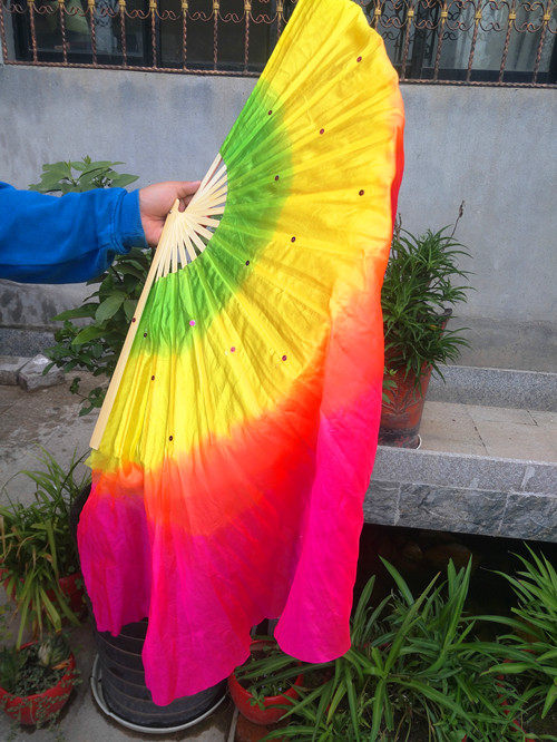 长扇舞蹈扇子跳舞扇双面演出加长秧歌扇一尺二骨30飘头新品2包邮