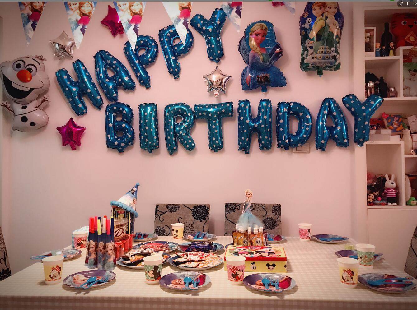 冰雪奇缘主题生日餐具 爱莎公主女孩生日派对餐桌装饰桌布盘子勺