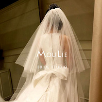 Veil bride main wedding dress High-end luxury heavy industry wedding wedding double-layer long tail shiny veil diamonds