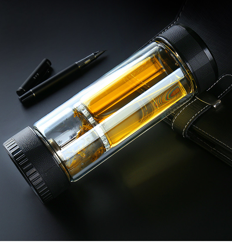 旋中玄茶水分离泡茶杯双层玻璃杯旅行过滤杯子男茶水杯便携_7折现价