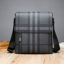 Hong Kong mens new Tide Cards Mens Bag Flip Single Shoulder Bag Genuine Leather Skew Satchel Fashion Casual Bull Leather Backpack