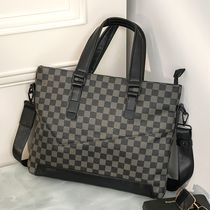 Hong Kongs new business Leisure Plaid handbag Tidal Card Mens Bag Fashion Single Shoulder Diagonal Satchel Computer Bag Tide