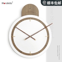 mandelda pure copper inlaid walnut wood Nordic light luxury clock clock personality creative art living room hanging wall