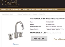 More than $600 American Mirabelle 3-hole bathtub faucet
