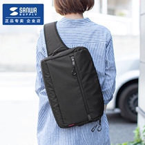 Japanese SANWA shoulder bag female laptop strap USB crossbody mens backpack chest bag multi pocket leisure tide