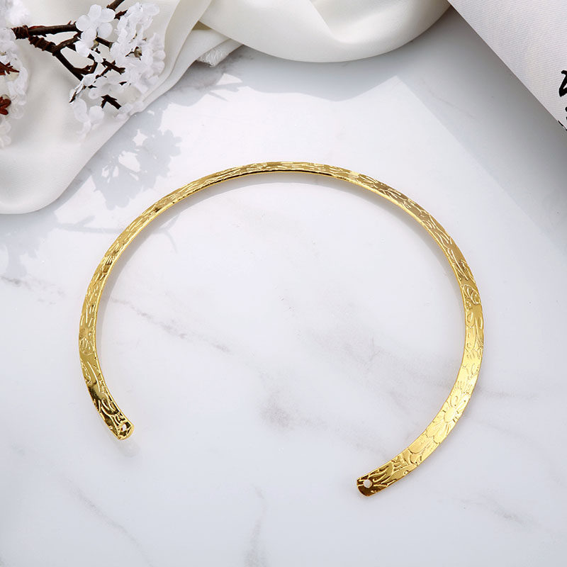 唐风敦煌坦领明制汉服金环雕花兰花叶古风发簪头饰套装发饰配件