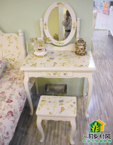 English type Inlenfield Garden solid wood American style hand-painted furniture Painted Birds Flower Scent Dresser Dresser March Country Wind