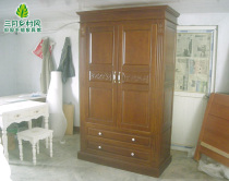 March Countryside Wind Solid Wood Wardrobe American Fields Garden Countryside Style Hand-painted Furniture English Style Double Door Closet Yingren Wind