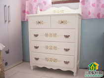 March Township style solid wood American pastoral style hand-painted furniture Korean colored rose chest British British
