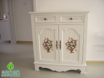 English Inlenfield Garden Style Shoe cabinet American European-style Mediterranean Handpainted furniture Painted Shoes Cabinet March Country Wind