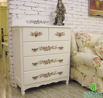 March Township style solid wood style hand-painted furniture painted roses chest cabinet British British American pastoral