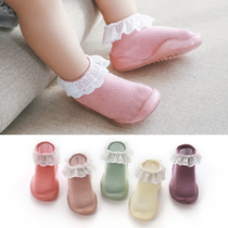 Baby School Walking Shoes Spring Autumn Children Lace Floor Shoes Socks Slim Down Summer Non-slip Baby Flooring Socks Silicone Soft Sole Shoes