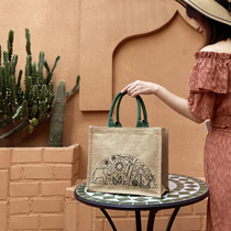 Senteal yellow sack student carrying book handbag for work brief girl bag horizontal and sturdy and environmentally friendly shopping bag hemp cloth bag