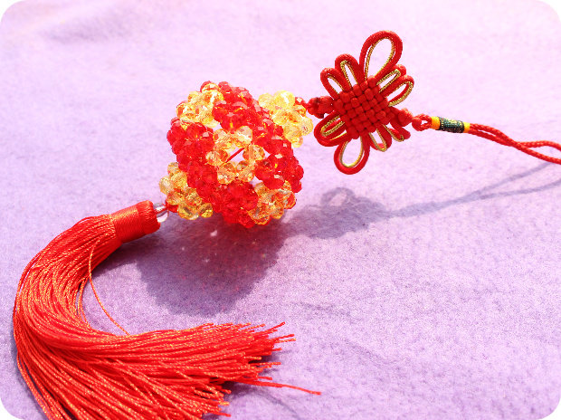 地摊货源 高档水晶串珠 汽车挂件 纯手工diy喜庆水晶灯笼车挂