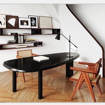 Nordic simple oval solid wood table designer personality Office conference table modern desk creative computer desk