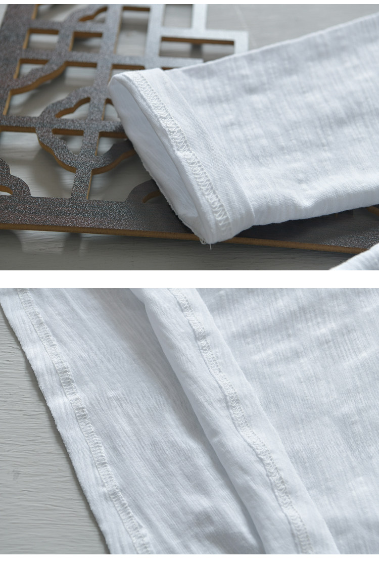 suntek潮牌港风毛边白色t恤男长袖色内搭上衣服春季棉修身打底衫潮t恤