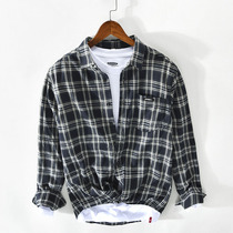 Port Wind Design Sense of Airy Plaid Shirt Men Long Sleeve Casual 100 Hitch Blouse Superior Sensation Little Crowdset Lining Clothing