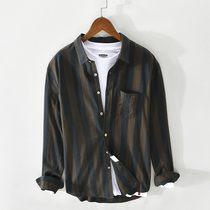 Day Family Yuppie Handsome Men Casual Striped Shirt Harbor Wind Trends 100 Hitch Long Sleeve Shirt Handsome INSIDE A JACKET JACKET