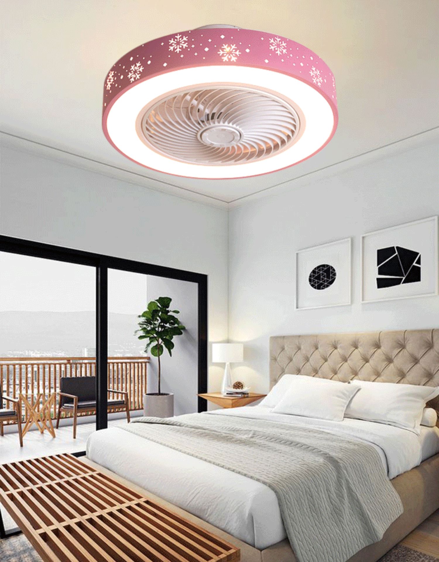 吸顶风扇灯超薄智能静音隐形吊扇灯餐厅卧室灯吊顶一体