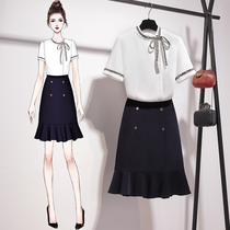 Short dress Two sets of summer women Temperament Famous for a small Fragrant Breeze White Snowspinning Shirt Woman Design Sensation with a little crowdsourced jacket