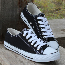 Classic fashion low-top flat canvas shoes black and white solid color students military training campus youth beef tendon vulcanized shoes