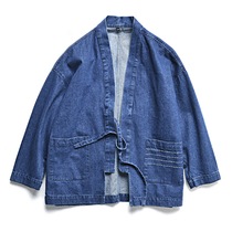 Island country imported cotton Japanese Harajuku wind Denim Road robe loose jacket men and women couples coat tide