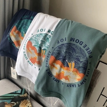 HK Tide brand street style fashion trend men couple casual water wash cotton round neck printed T-shirt short sleeve